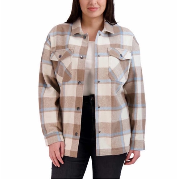 HFX Ladies’ Shirt Jacket Relaxed Fit Warm Shell Blue/Tan Large Sz XL - Picture 1 of 16